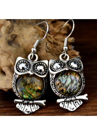 Silver jewelry,Contrast Color jewelry,Owl Shape Design Alloy Silver Earrings