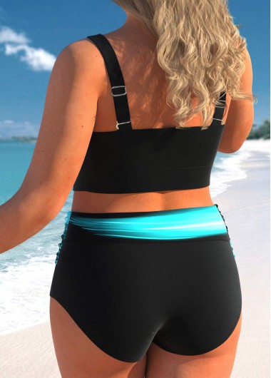 Cyan plus size,Black plus size,Ombre plus size,ROTITA Plus Size High Waisted Criss Cross Ombre Bikini Set