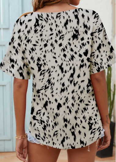 Grey tops,Graphic tops,Lightweight Graffiti Print Grey Split Neck Blouse