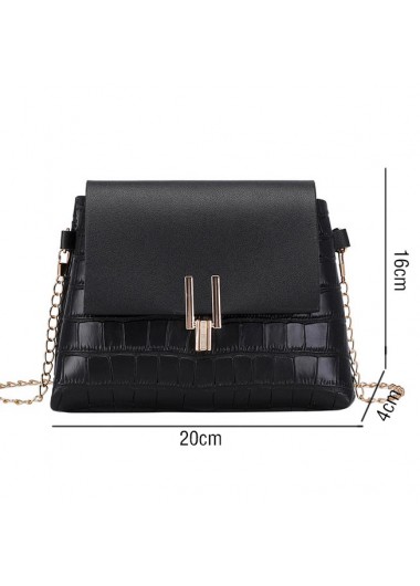 Black accessories,Plain Color accessories,Black Chains Design Pushlock Shoulder Bag