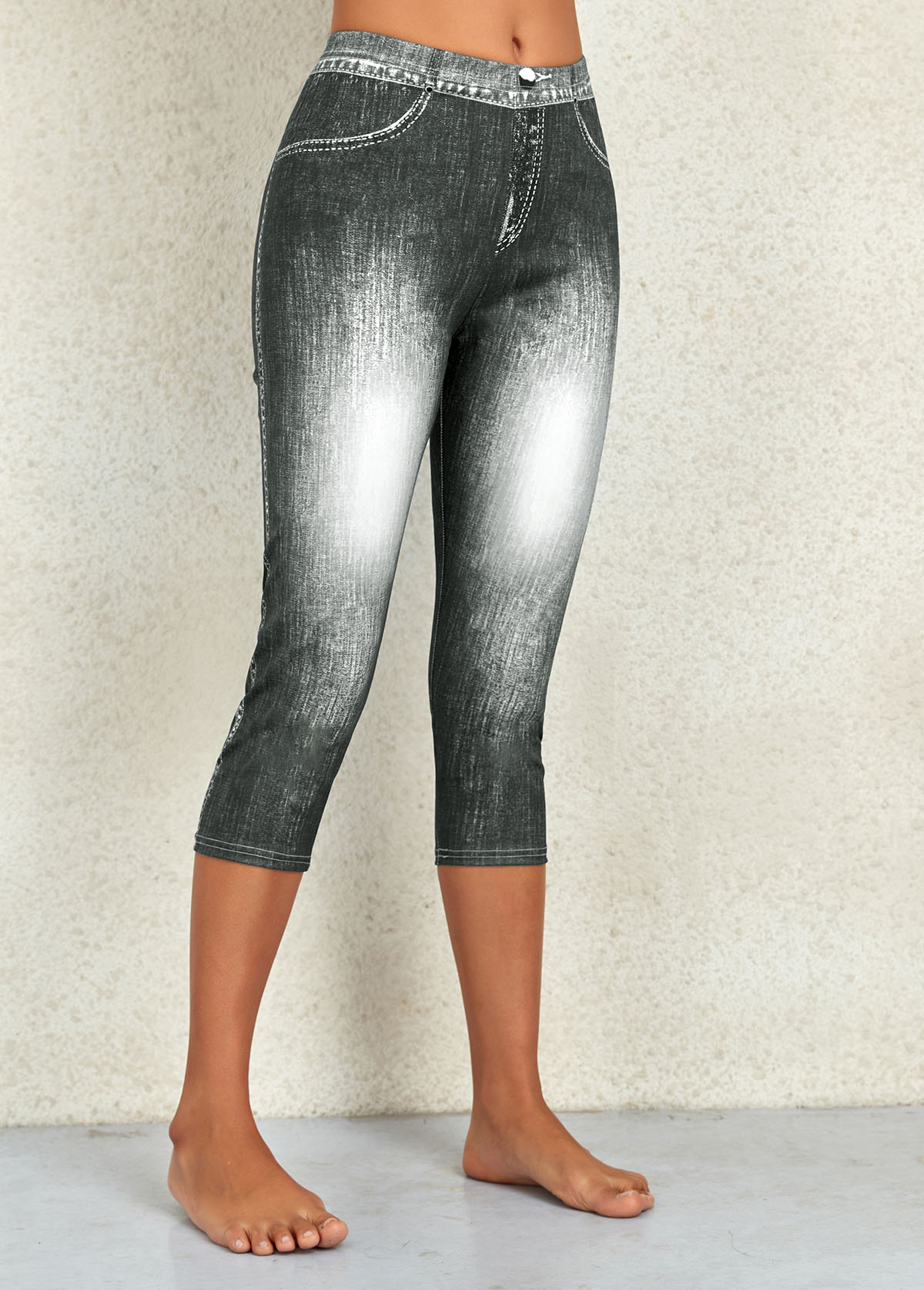 Black bottoms,Flag bottoms,Ombre bottoms,Flag Print Denim Blue Mid Waisted Leggings
