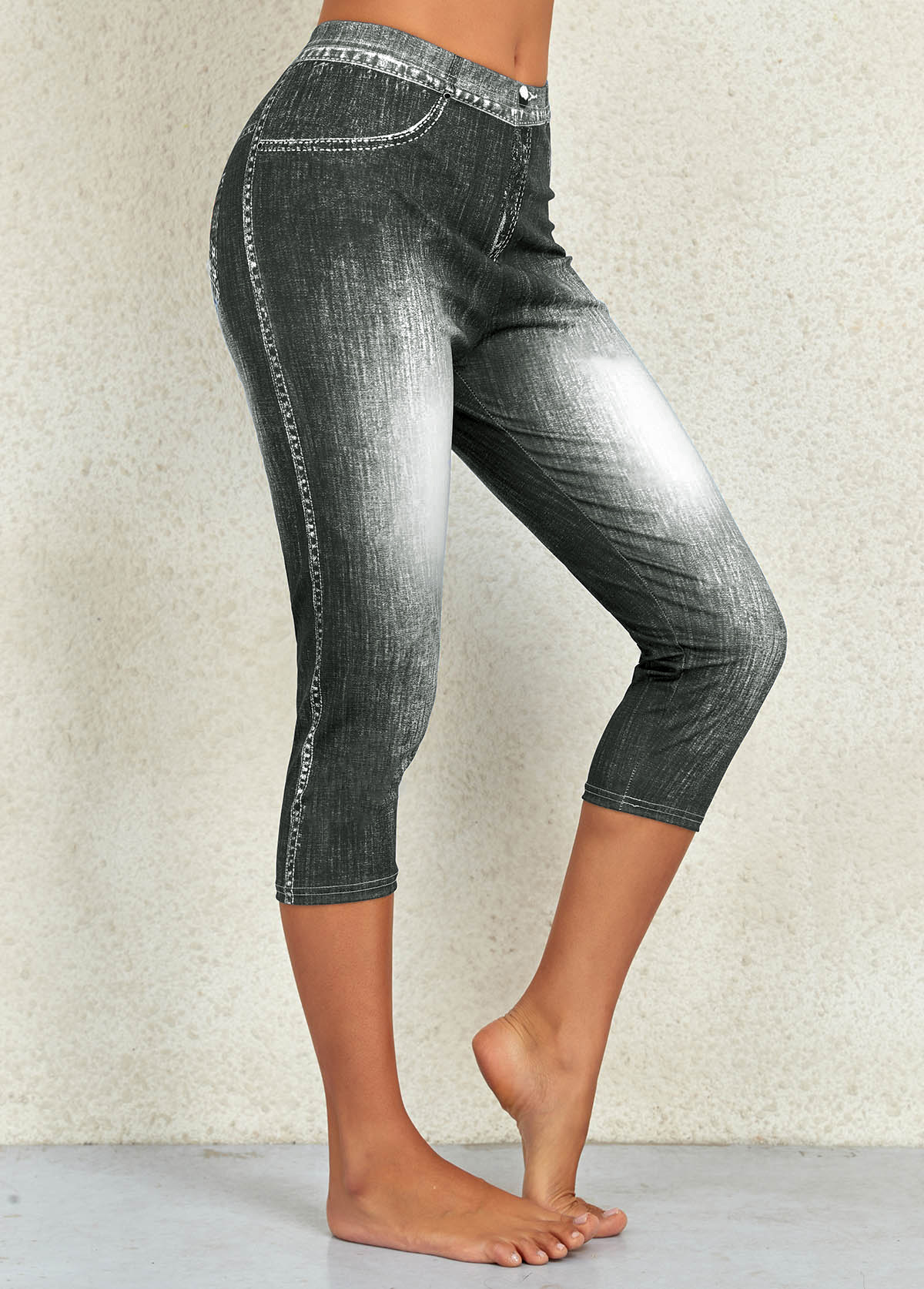 Black bottoms,Flag bottoms,Ombre bottoms,Flag Print Denim Blue Mid Waisted Leggings