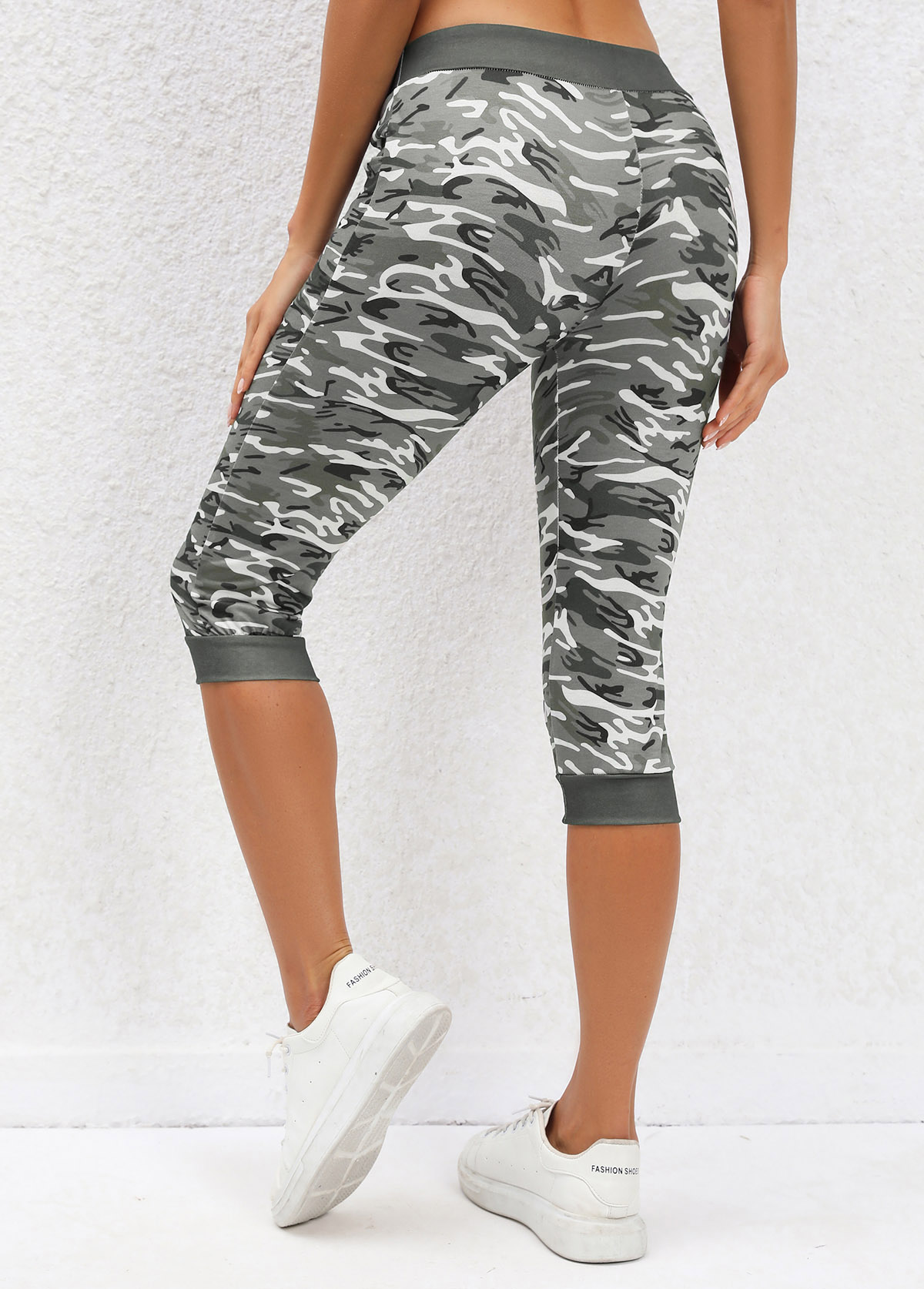 Sage Green bottoms,Graphic bottoms,Camouflage Print Sage Green Mid Waisted Drawastring Leggings