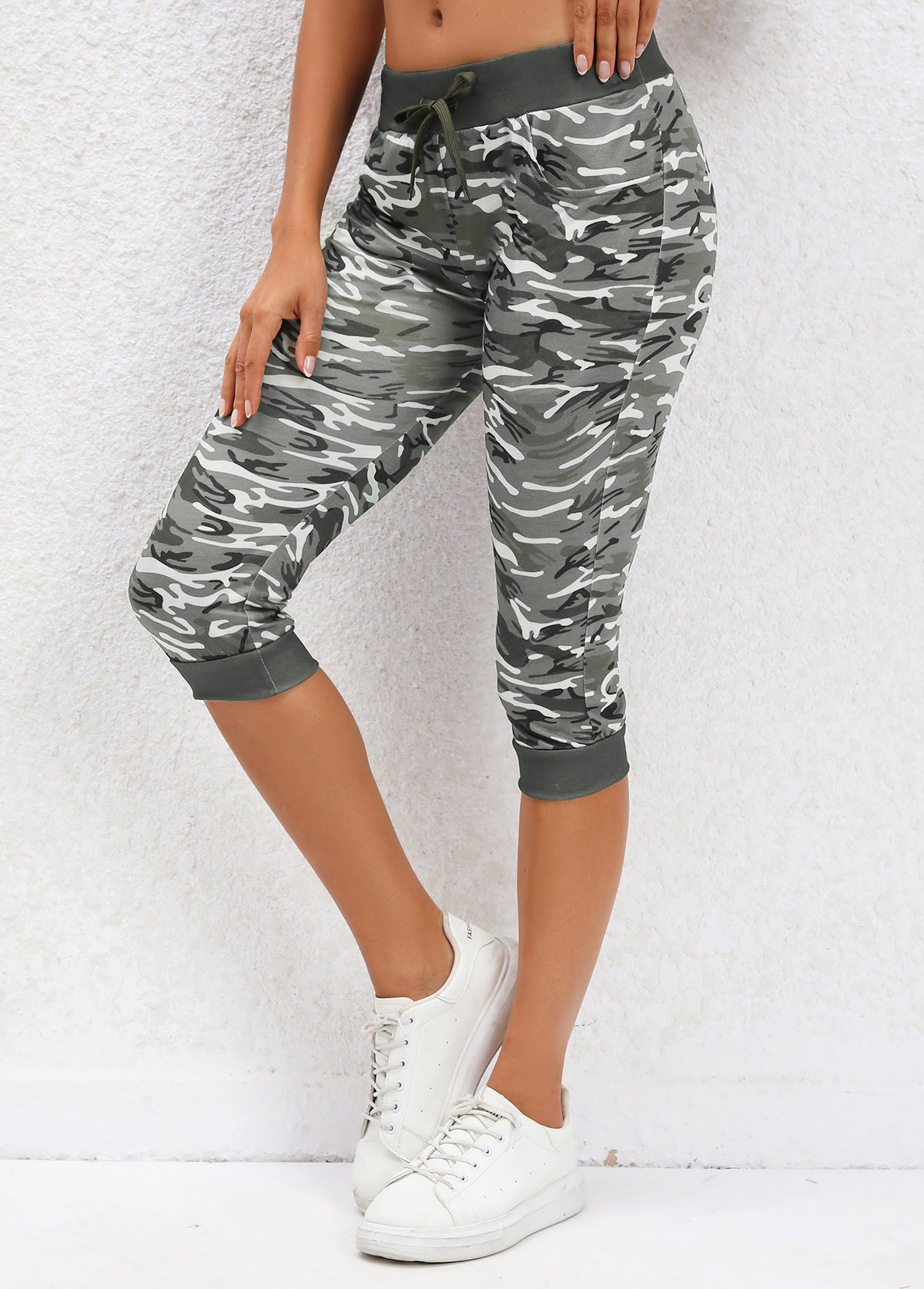Sage Green bottoms,Graphic bottoms,Camouflage Print Sage Green Mid Waisted Drawastring Leggings