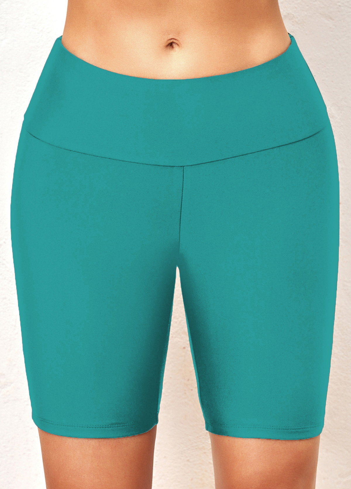 ROTITA Turquoise Wide Waistband Mid Waisted Swimwear Shorts
