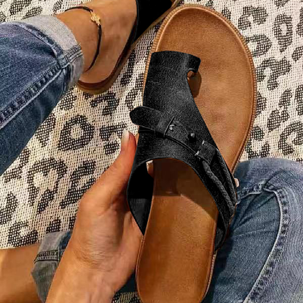 Black accessories,Plain Color accessories,Black Asymmetric Falt Toe Post Flip Flops