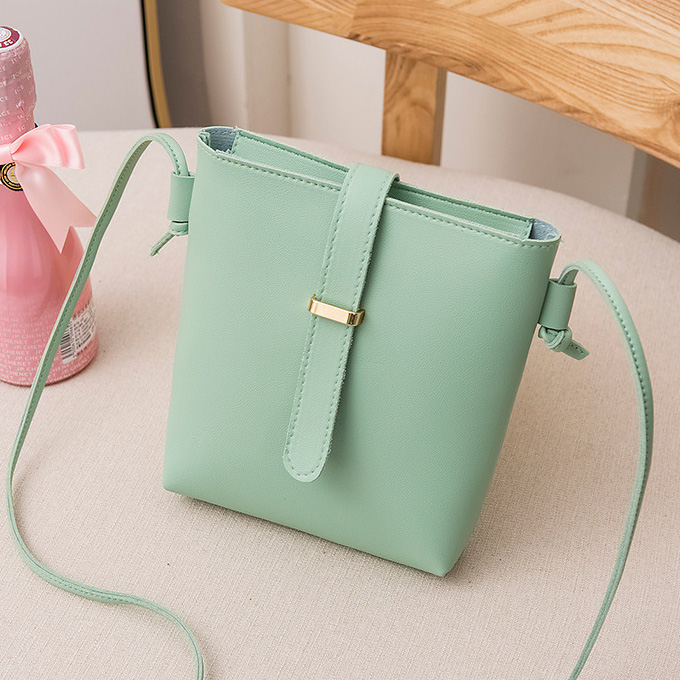 Mint Green Spaghetti Strap Hasp Shoulder Bag