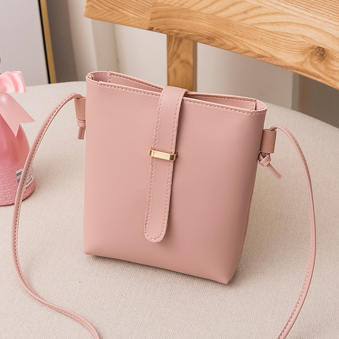 Pink Spaghetti Strap Hasp Shoulder Bag