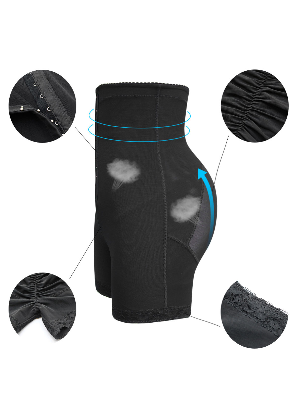 Black intimates,Plain Color intimates,Lace Patchwork Black High Waisted Panties