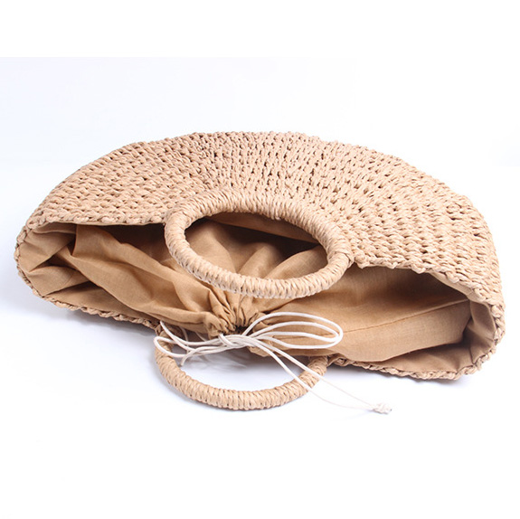 Light Camel accessories,Plain Color accessories,Light Camel Circular Design Drawstring Hand Bag