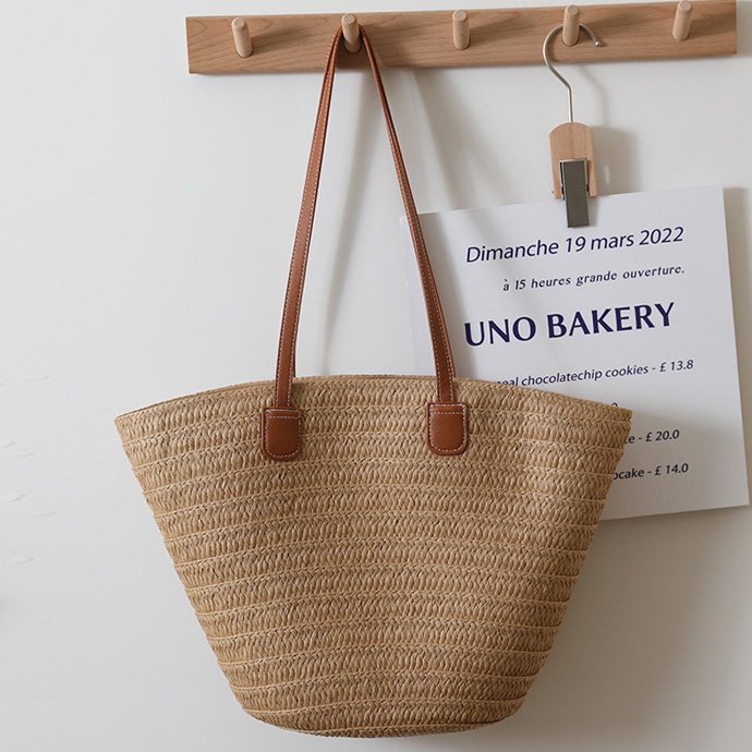 Light Camel accessories,Plain Color accessories,Light Camel Straw Zip Shoulder Bag