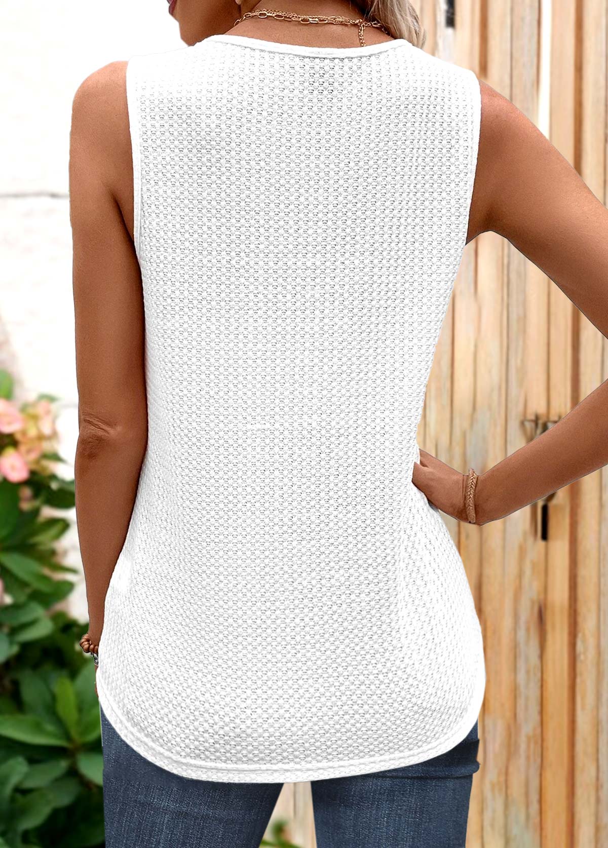 White plus size,Plain Color plus size,ROTITA Plus Size Lace White V Neck Tank Top