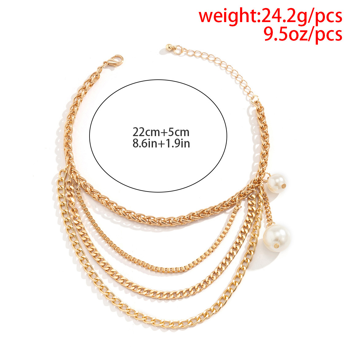 Gold jewelry,Other jewelry,Chain Layered Design Pearl Gold Anklet