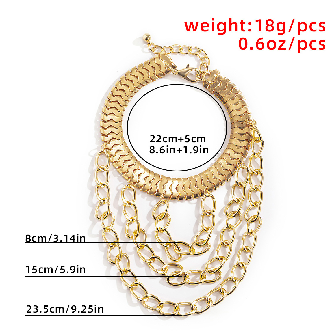 Gold jewelry,Other jewelry,Layered Design Chain Detail Gold Anklet