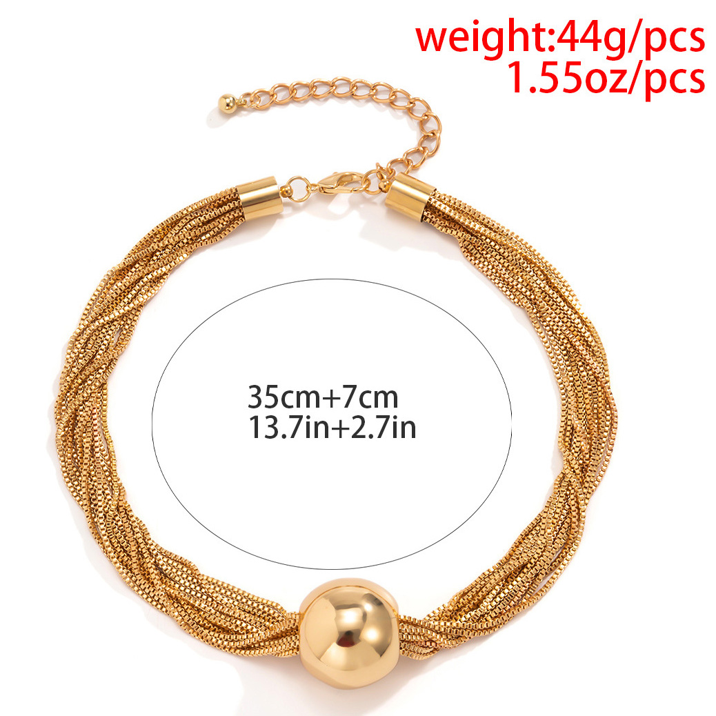 Gold jewelry,Other jewelry,Layered Design Iron Detail Gold Necklace