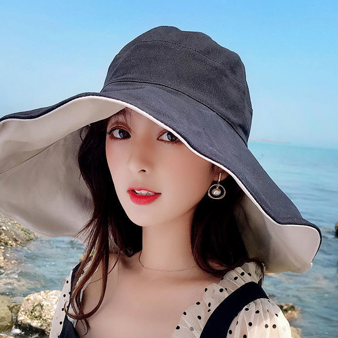 Black accessories,Plain Color accessories,Contrast String Nylon Black Visor Hat