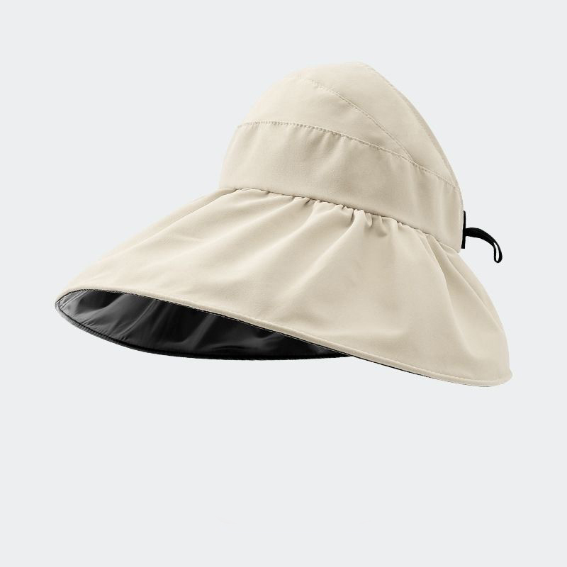 Beige accessories,Plain Color accessories,Nylon Fold Detail Beige Visor Hat