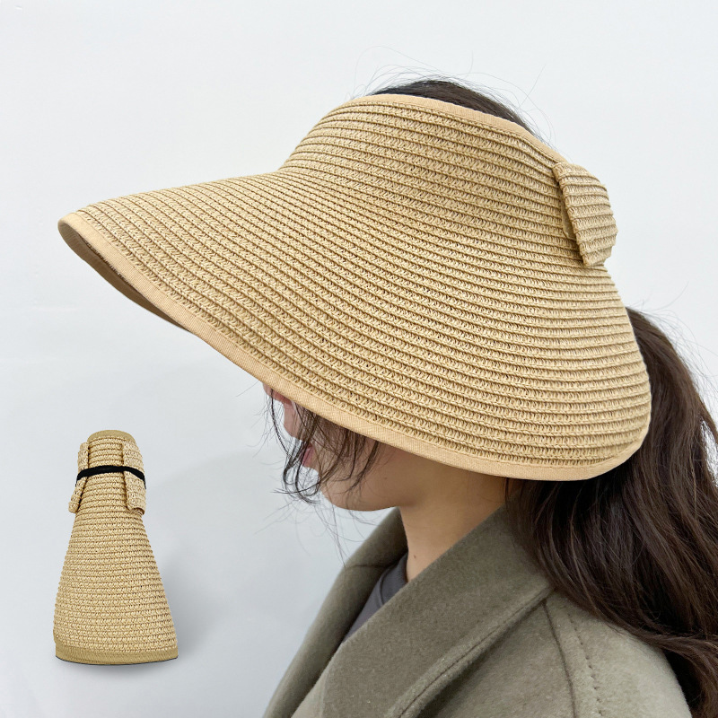 Bowknot Foldable Light Coffee Visor Hat