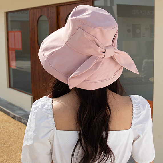 Light Pink accessories,Plain Color accessories,Bowknot Back Light Pink Visor Hat