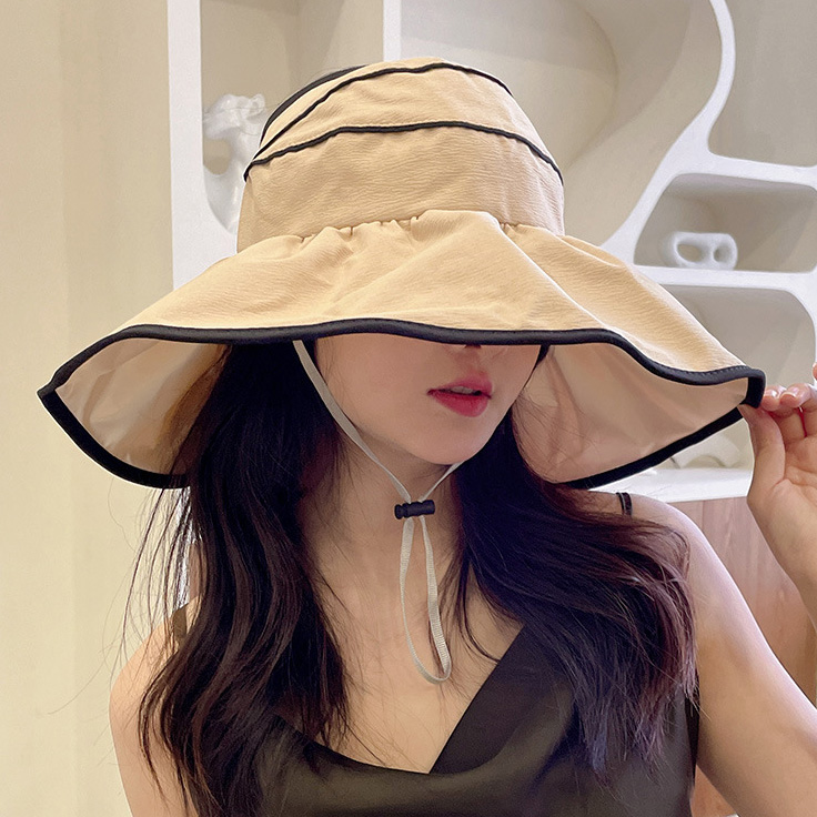 Light Coffee accessories,Plain Color accessories,Contrast Stitch String Light Coffee Visor Hat