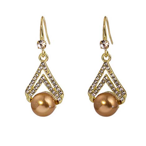 Gold jewelry,Other jewelry,Pearl Rhinestone Design Geometric Gold Earrings