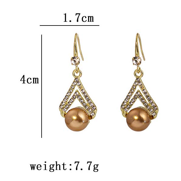 Gold jewelry,Other jewelry,Pearl Rhinestone Design Geometric Gold Earrings