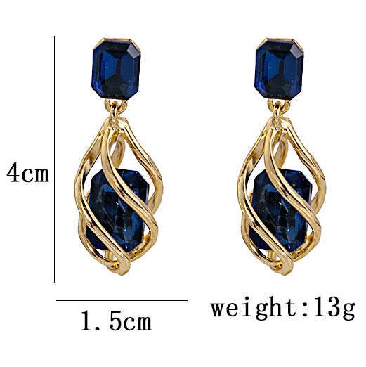 Dark Blue jewelry,Geometric jewelry,Dark Blue Geometric Pattern Alloy Detail Earrings