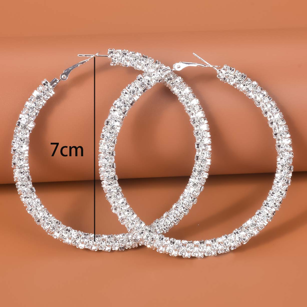 Silvery White jewelry,Plain Color jewelry,Rhinestone Detail Round Silvery White Earrings