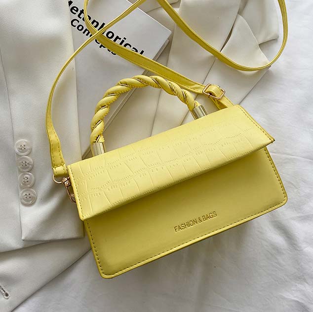 Yellow accessories,Plain Color accessories,Twist Design Yellow Magnetic Crossbody Bag