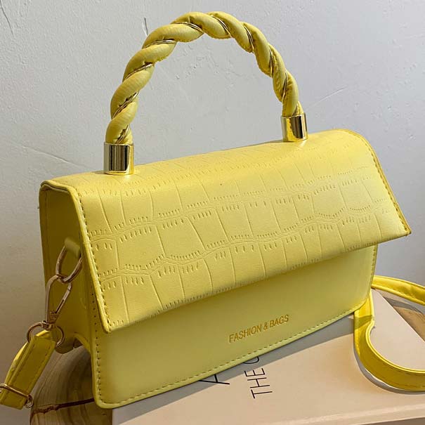 Yellow accessories,Plain Color accessories,Twist Design Yellow Magnetic Crossbody Bag