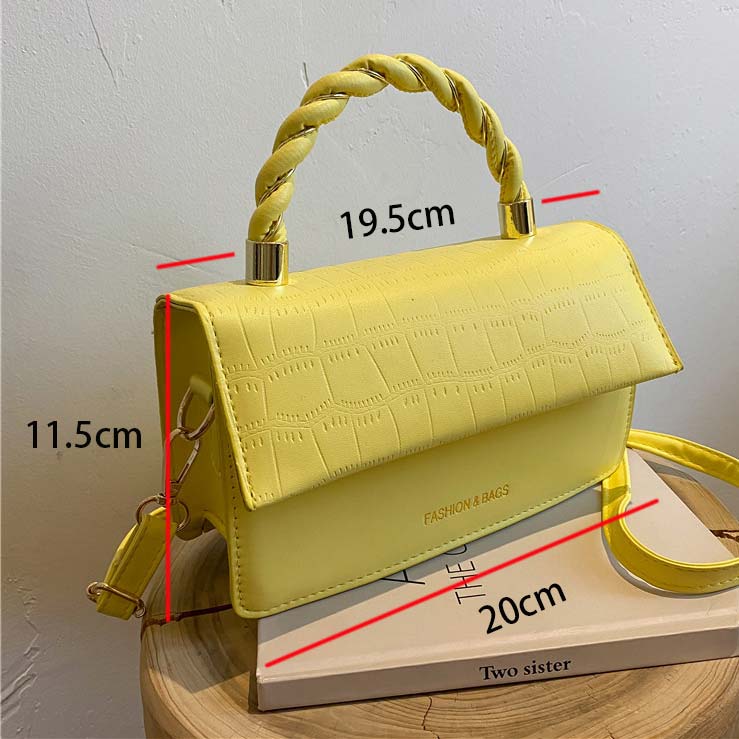 Yellow accessories,Plain Color accessories,Twist Design Yellow Magnetic Crossbody Bag