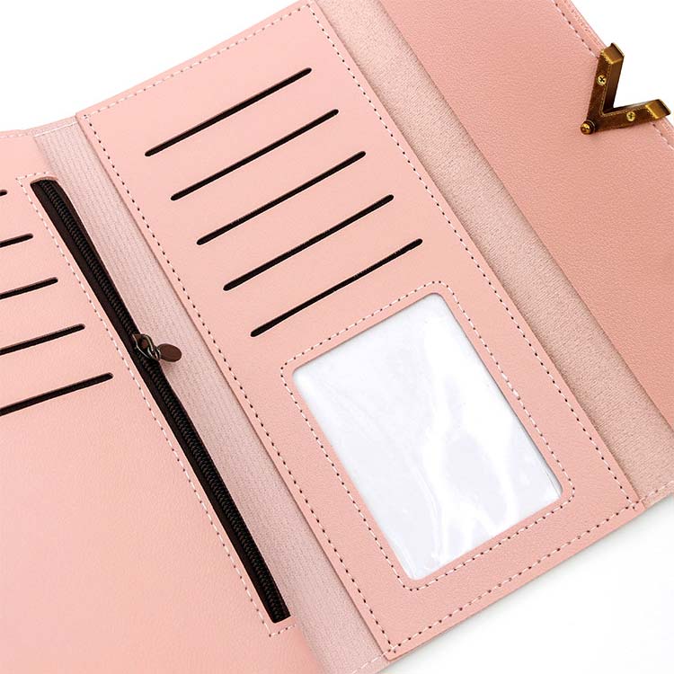 Pink accessories,Geometric accessories,Pink Metal Ring Detail Hasp Wallet