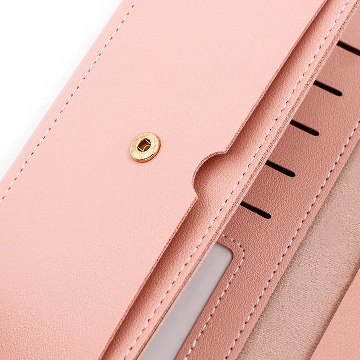 Pink accessories,Geometric accessories,Pink Metal Ring Detail Hasp Wallet