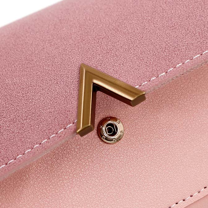 Pink accessories,Geometric accessories,Pink Metal Ring Detail Hasp Wallet