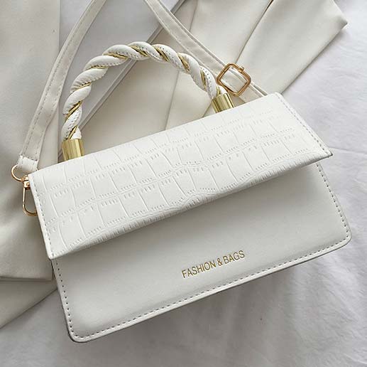 White accessories,Plain Color accessories,Twist Design White Magnetic Crossbody Bag
