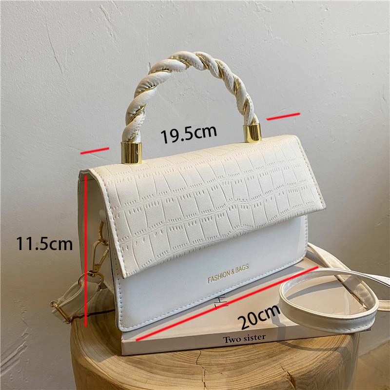 White accessories,Plain Color accessories,Twist Design White Magnetic Crossbody Bag