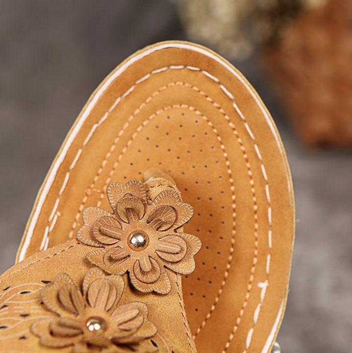 Light Camel accessories,Floral accessories,Plants accessories,Light Camel Mid Heel Toe Post Slippers