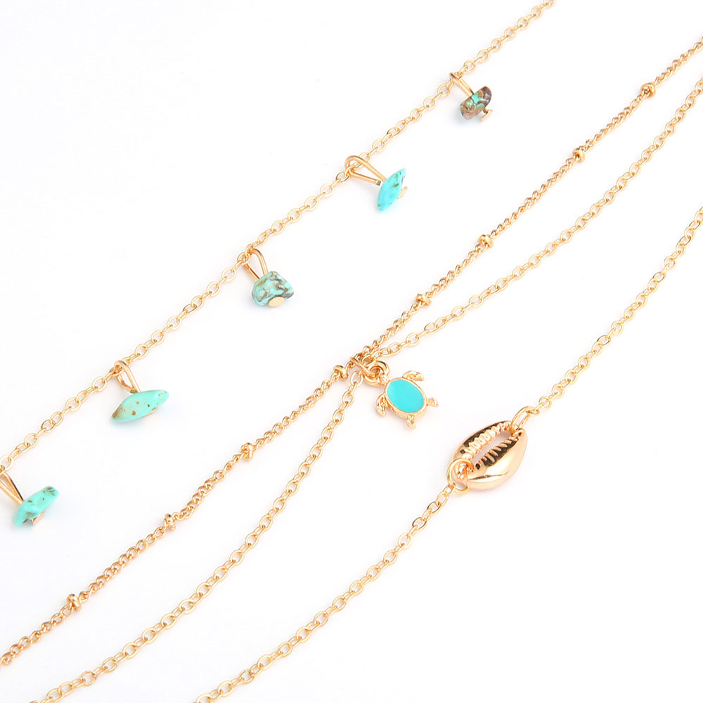 Golden jewelry,Geometric jewelry,Golden Geometric Pattern Alloy Detail Anklet Set
