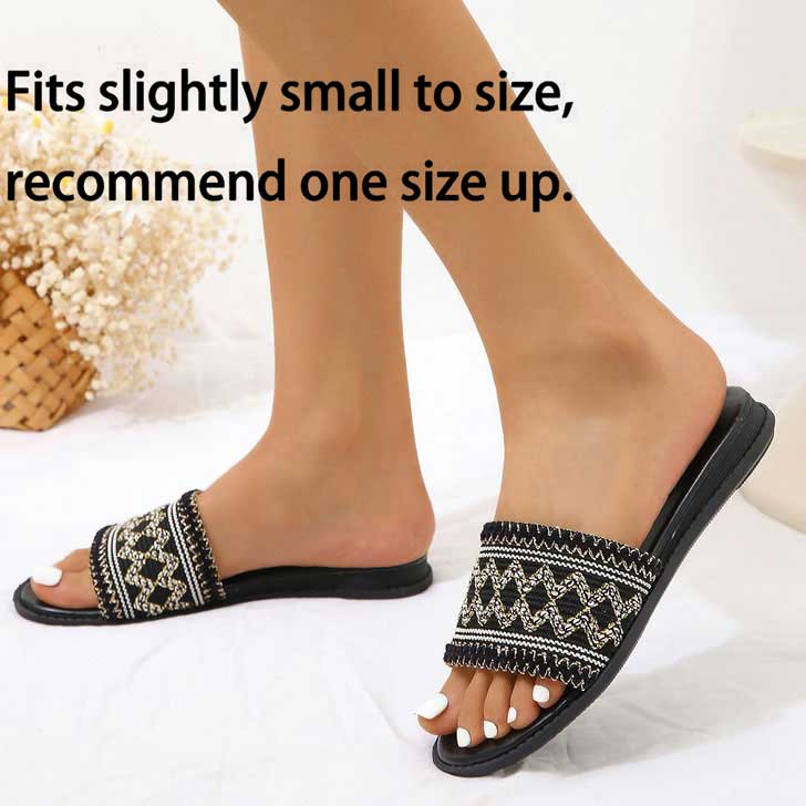 Black accessories,Geometric accessories,Striped accessories,Chevron accessories,Black Geometric Pattern Falt Open Toe Slippers