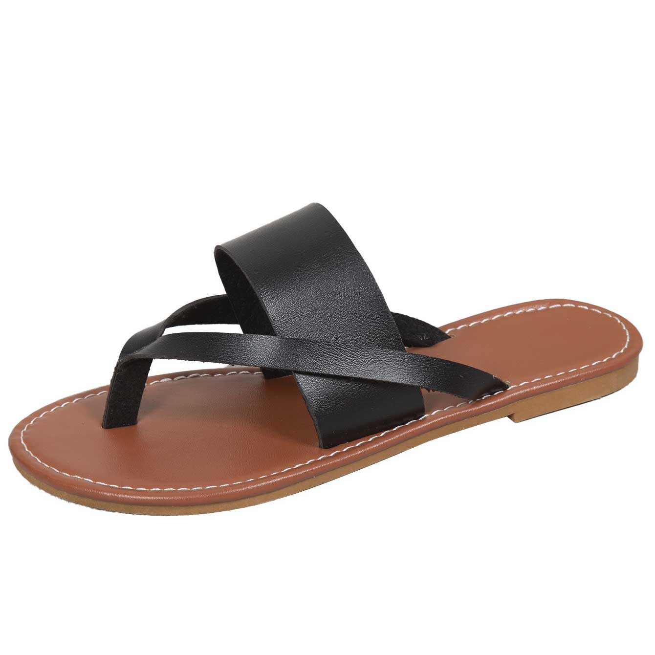 Black accessories,Plain Color accessories,Black Low Heel Toe Post Flip Flops