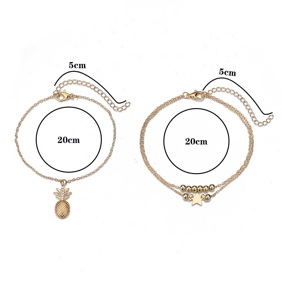 Golden jewelry,Other jewelry,Round Pineapple Layered Golden Anklet Set