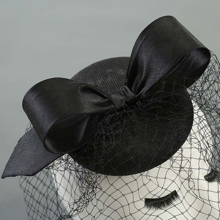 Black accessories,Plain Color accessories,Retro Bowknot Design Hemp Black Hat