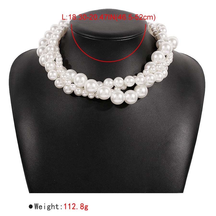 White jewelry,Plain Color jewelry,Twist Design Round Pearl White Necklace