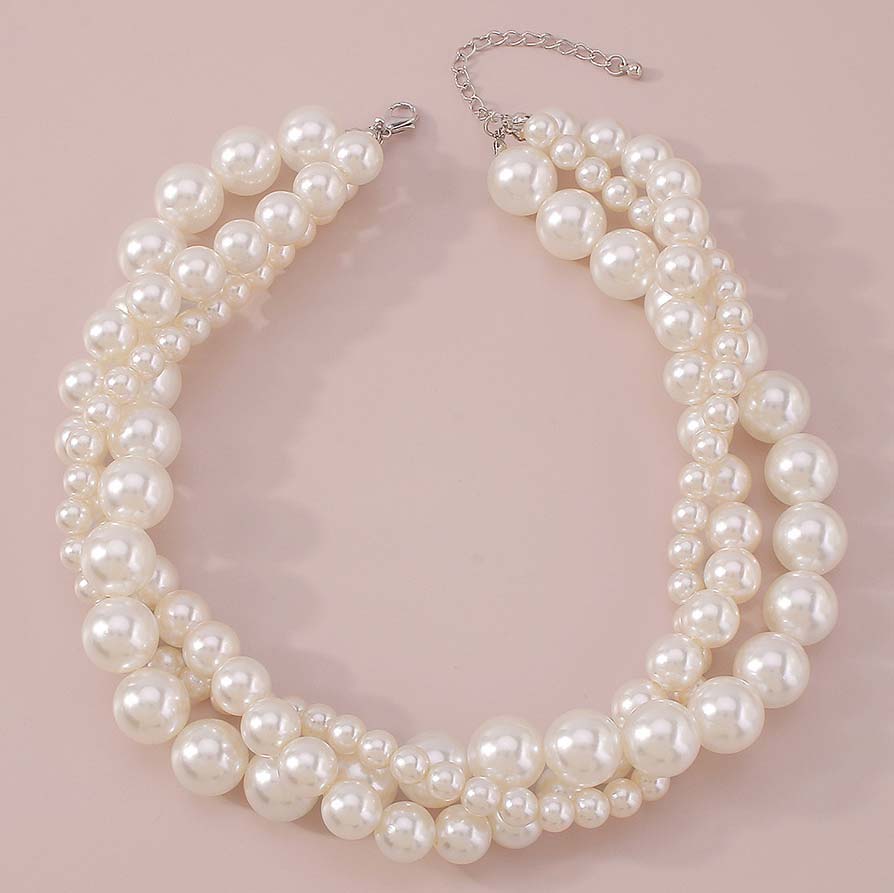 White jewelry,Plain Color jewelry,Twist Design Round Pearl White Necklace