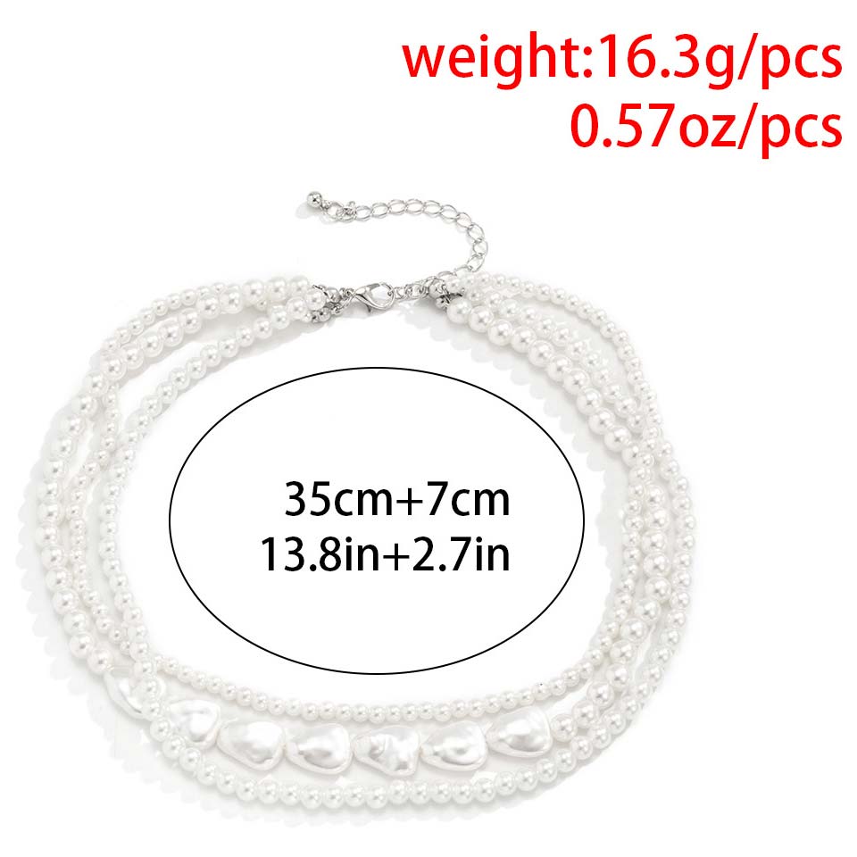 Plain Color jewelry,Plaid jewelry,Houndstooth jewelry,Plants jewelry,Asymmetric Pear Detail Layered White Necklace