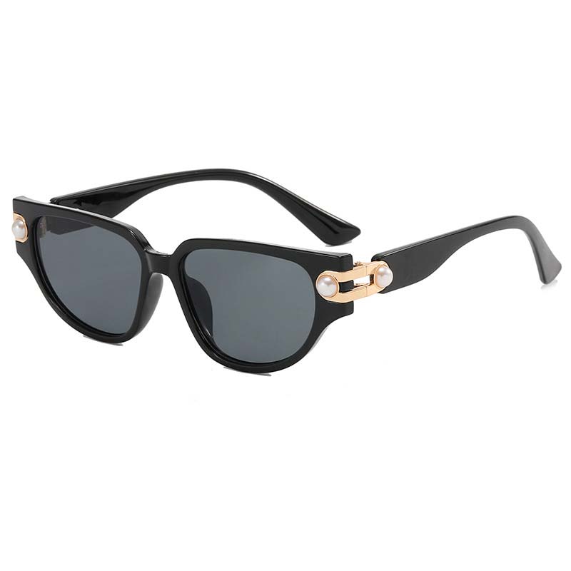 Black Plastic Detail Cat Eye Sunglasses