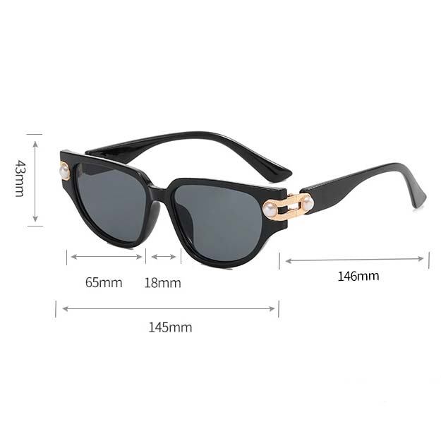 Black accessories,Geometric accessories,Black Plastic Detail Cat Eye Sunglasses