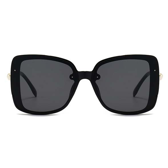 Black accessories,Geometric accessories,Black Plastic Detail Geometric Pattern Sunglasses