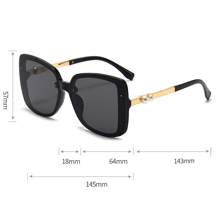 Black accessories,Geometric accessories,Black Plastic Detail Geometric Pattern Sunglasses