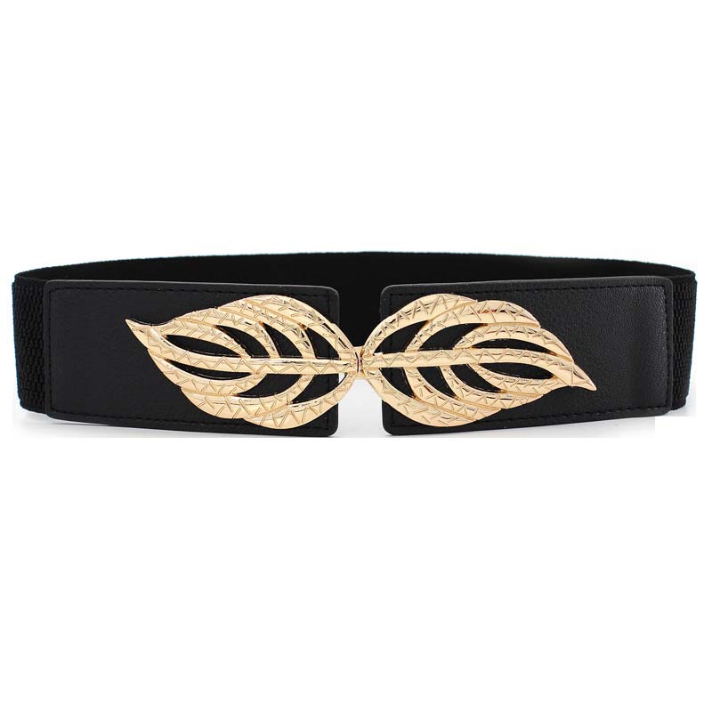 Black accessories,Other accessories,Leaf Design Black Faux Leather Belt